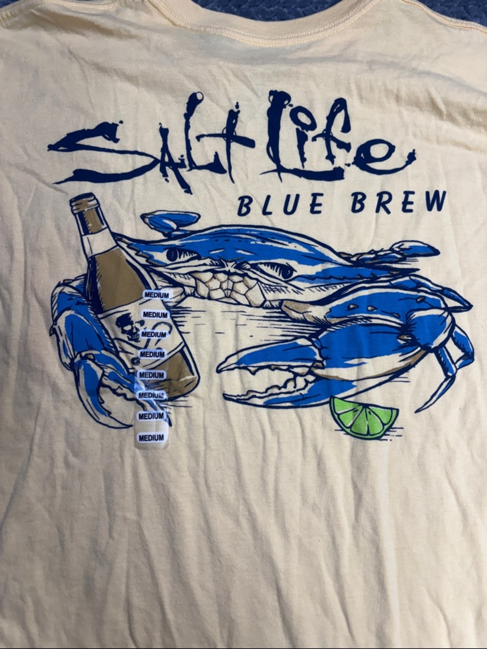 Salt Life Cream Short Sleeve Pocket Tee with Navy Logo